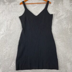 Abercrombie & Fitch Mini Dress Womens Large Black Ribbed Knit V Neck Bodycon